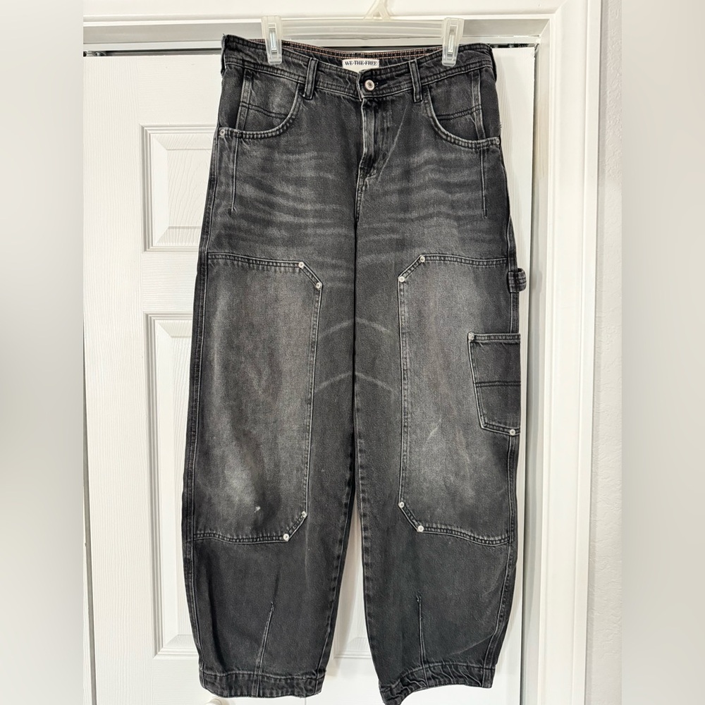 We The Free Loren High Rise Carpenter Barrel faded black jeans Free People